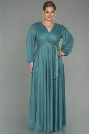 Long Turquoise Plus Size Evening Dress ABU2962