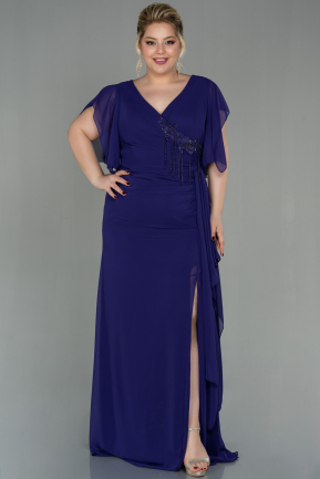 Purple Long Chiffon Plus Size Evening Dress ABU2928