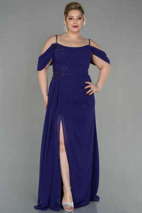 Purple Long Chiffon Plus Size Evening Dress ABU2929