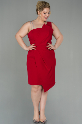 Midi Red Plus Size Evening Dress ABK1680