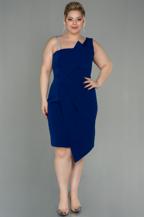 Midi Sax Blue Plus Size Evening Dress ABK1680