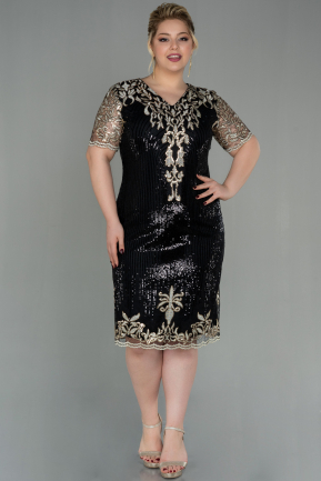 Midi Black Plus Size Evening Dress ABK1682