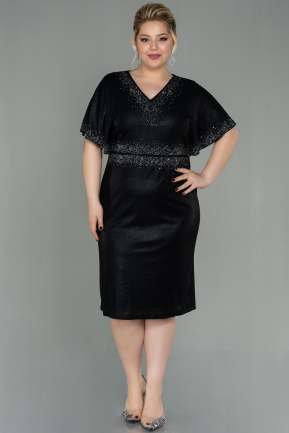 Midi Black Plus Size Evening Dress ABK1683