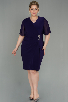 Short Purple Chiffon Plus Size Evening Dress ABK1299