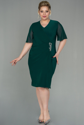 Emerald Green Short Chiffon Plus Size Evening Dress ABK1299