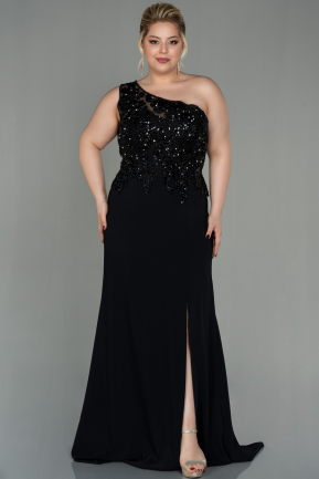 Long Black Plus Size Evening Dress ABU2949