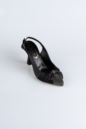 Black Satin Evening Shoe MJ5318