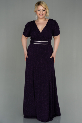 Long Dark Purple Plus Size Evening Dress ABU2986