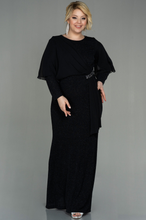 Long Black Plus Size Evening Dress ABU3013
