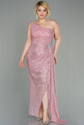 Long Powder Color Scaly Plus Size Evening Dress ABU3014
