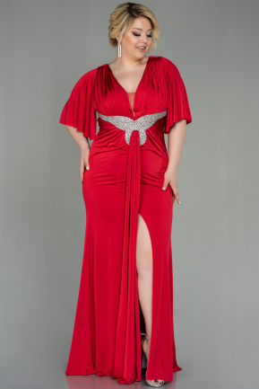 Long Red Plus Size Evening Dress ABU3015