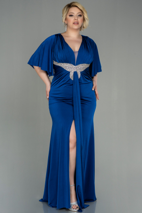Long Sax Blue Plus Size Evening Dress ABU3015