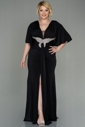 Long Black Plus Size Evening Dress ABU3015