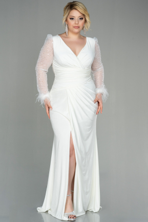 White Long Oversized Evening Dress ABU2976