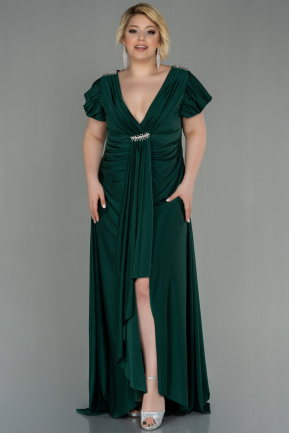 Long Emerald Green Plus Size Evening Dress ABU3018