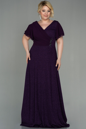 Long Purple Plus Size Evening Dress ABU3019
