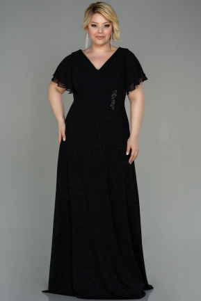 Long Black Plus Size Evening Dress ABU3019