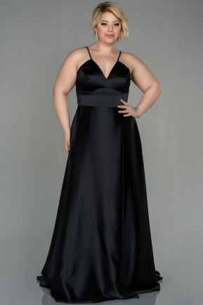 Long Black Satin Oversized Evening Dress ABU3020