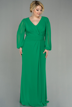Long Green Chiffon Plus Size Evening Dress ABU2763