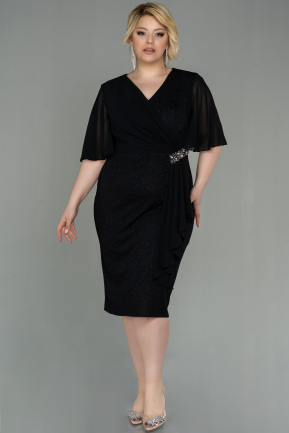 Midi Black Plus Size Evening Dress ABK1703