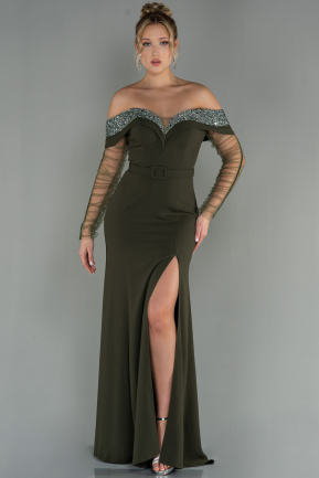 Long Olive Drab Mermaid Prom Dress ABU2998