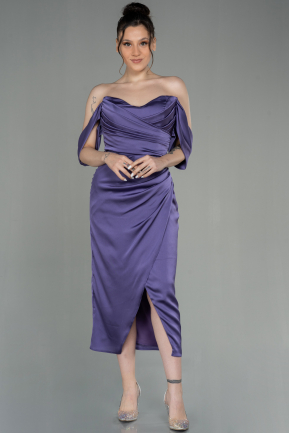 Lavender Midi Satin Invitation Dress ABK1404