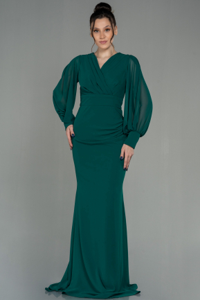 Long Emerald Green Chiffon Evening Dress ABU3056