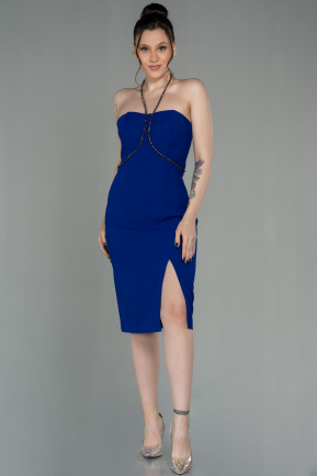 Midi Sax Blue Invitation Dress ABK1709