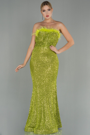 Long Pistachio Green Scaly Evening Dress ABU3067