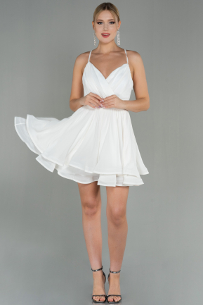 Mini White Chiffon Night Dress ABK1695