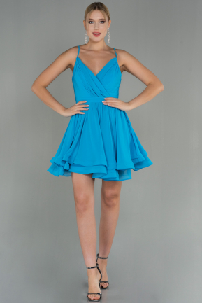 Mini Blue Chiffon Night Dress ABK1695