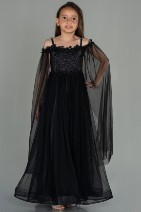 Long Black Girl Dress ABU3029