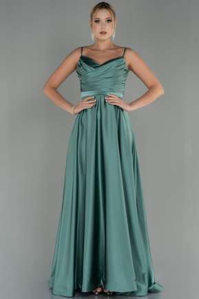 Long Turquoise Satin Evening Dress ABU1601