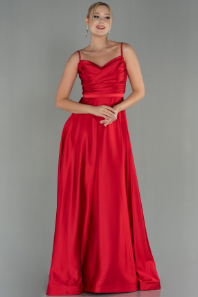 Long Red Satin Evening Dress ABU1601