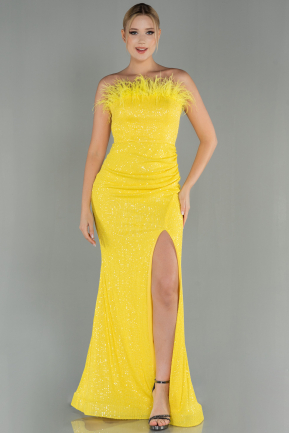 Long Yellow Scaly Mermaid Evening Dress ABU3071