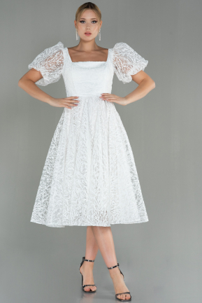 Midi White Invitation Dress ABK1724