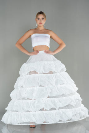 White Tarlatan Evening Dresses ABN06