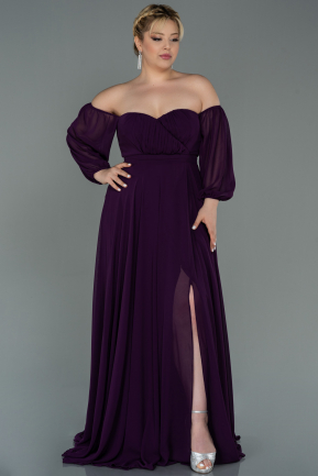 Purple Long Chiffon Oversized Evening Dress ABU2597