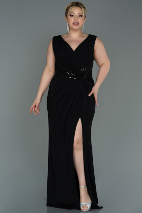 Long Black Plus Size Evening Dress ABU3074