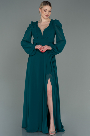 Long Emerald Green Chiffon Evening Dress ABU3085