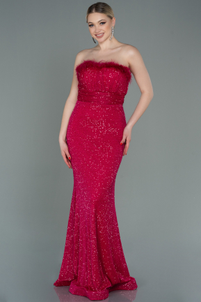 Fuchsia Long Scaly Evening Dress ABU3067