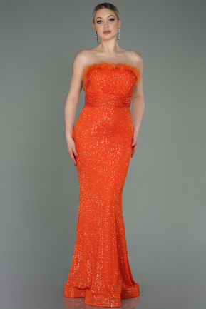 Orange Long Scaly Evening Dress ABU3067