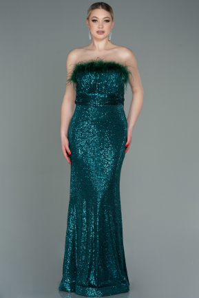 Emerald Green Long Scaly Evening Dress ABU3067