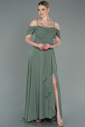 Long Olive Drab Chiffon Evening Dress ABU3093