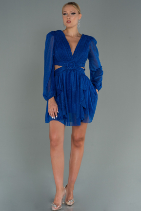 Short Sax Blue Invitation Dress ABK1743