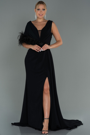 Long Black Plus Size Evening Dress ABU3110