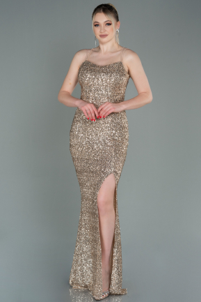 Long Gold Scaly Prom Gown ABU3118