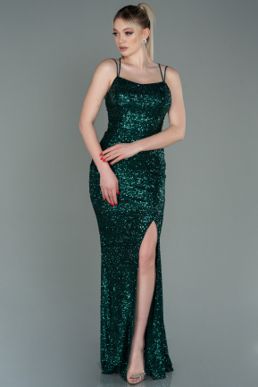 Long Emerald Green Scaly Prom Gown ABU3118