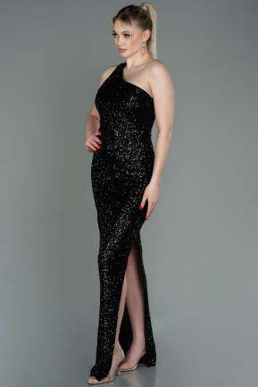 Long Black Scaly Prom Gown ABU3119