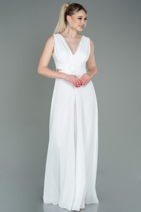 White Chiffon Invitation Dress ABT075